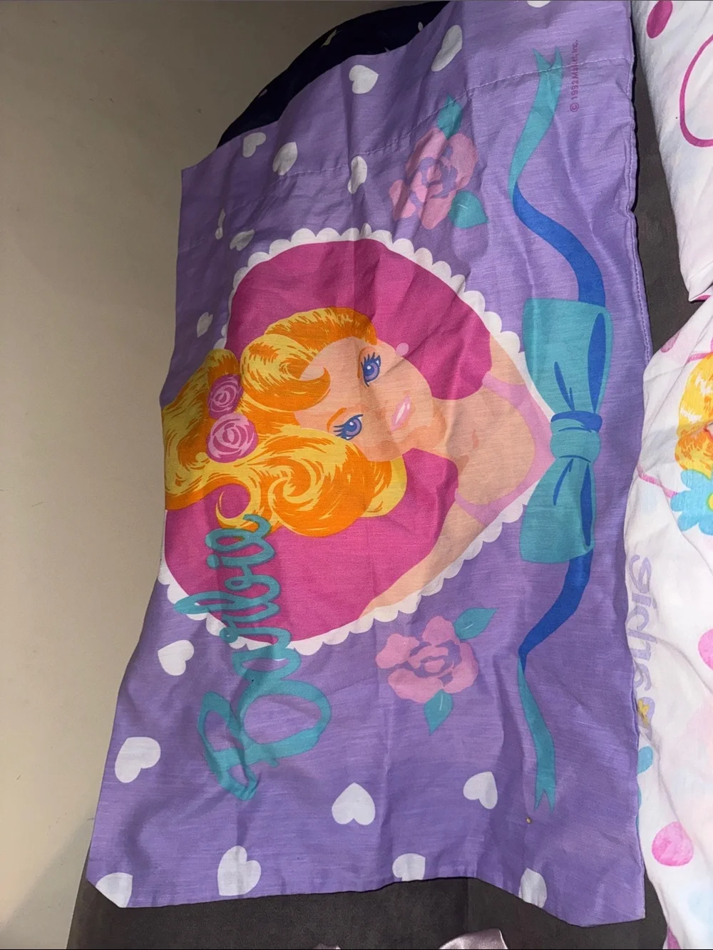 Mattel Barbie Purple Pink Polka Dot Bedding Set